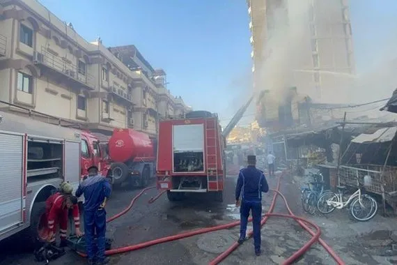اندلاع حريق بالقرب من مدينة ترفيهية في كربلاء