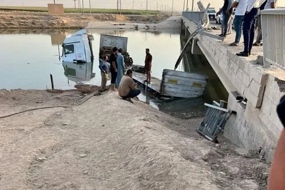 سقوط شاحنة في نهر على طريق صلاح الدين – كركوك