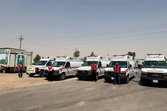 إسعاف على طول الطريق بين طريبيل والنخيب لتأمين سلامة الحجاج خلال العودة
