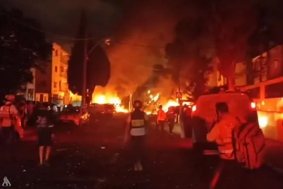 اندلاع حرائق إثر سقوط صواريخ إيرانية في كريات جات جنوبي الأراضي المحتلة وكالة الانباء العراقية واع