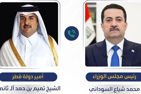 السوداني يؤكد لامير قطر رفض بغداد للانتهاكات الصهيونية وخرق الأجواء العراقية