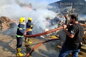 أربيل حريق يلتهم معملاً لصناعة الكراتين صور وفيديو شفق نيوز