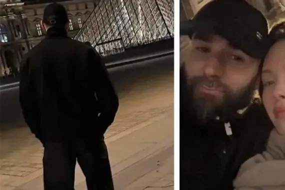 صور كريم بنزيما وزوجته في متحف اللوفر بباريس