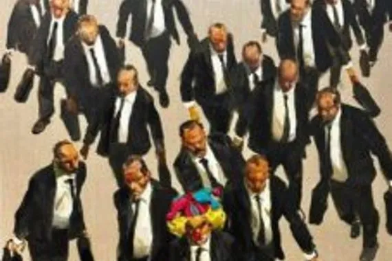 حين يتقدّم المهرّج  الصفوف في لوحة باران