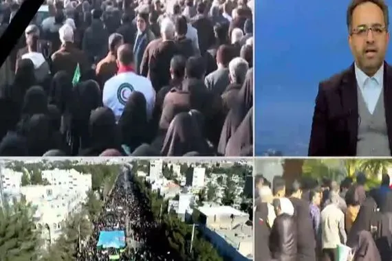 الإعلام الإيراني الرسمي يبث مشاهد لمسيرات حاشدة تندد بـ مثيري الشغب فيديو شفق نيوز